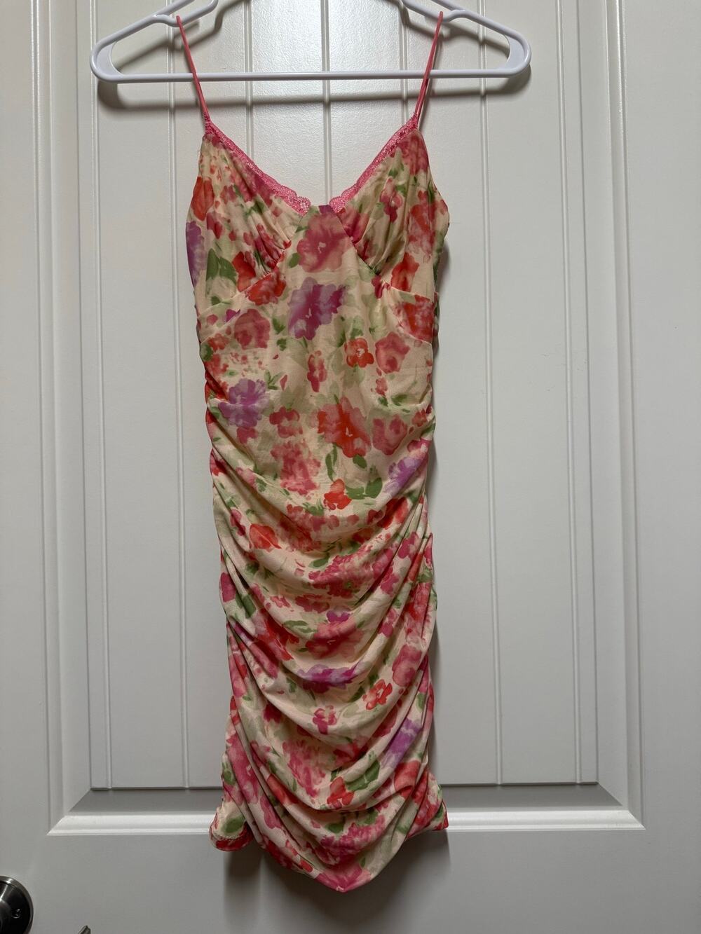 Princess Polly Rouched floral dress Size 4